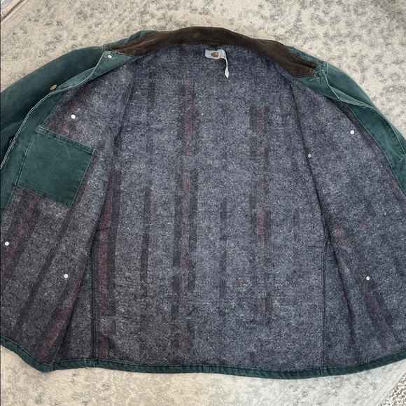 VINTAGE CARHARTT 1997 CHORE JACKET TEAL BLANKET LINED CORDUROY SZ LT CB2043 - Picture 14 of 14